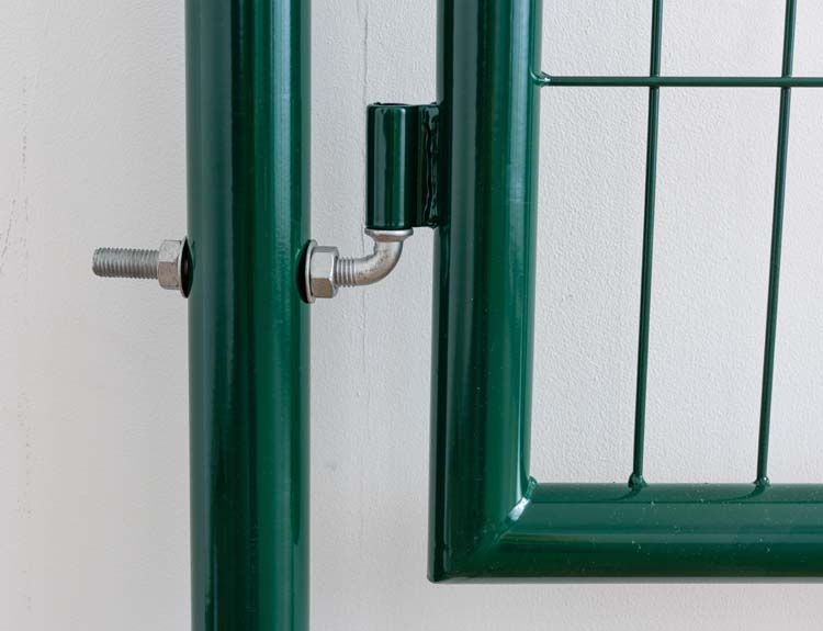 Portillon de jardin simple complet Eco vert 100x100cm - poteaux ronds, poteaux, serrure et poignée inclus