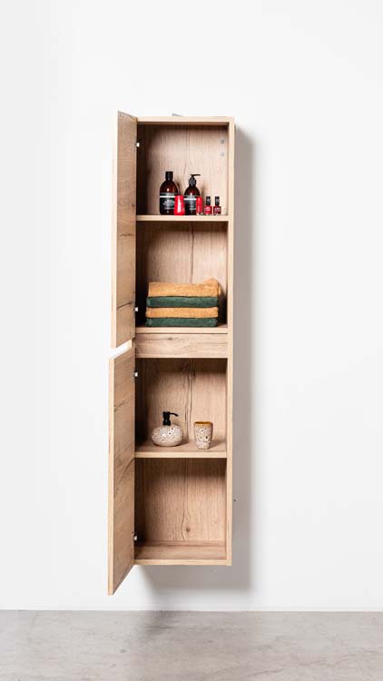 Armoire colonne Domino chêne suspendue 170x40x32cm