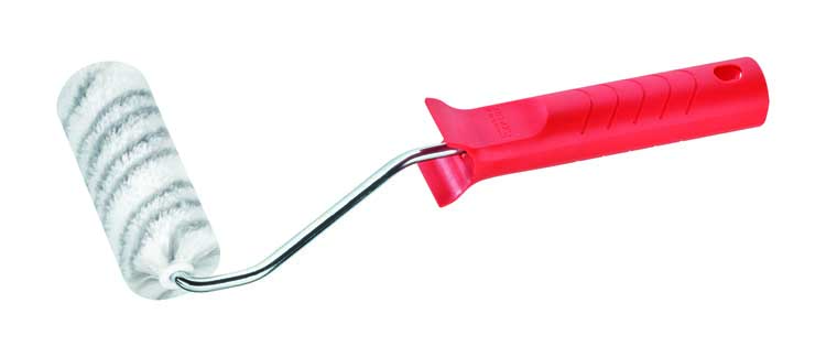 Verfroller 10cm K17 Polyester 12 grijze streep glad + beugel