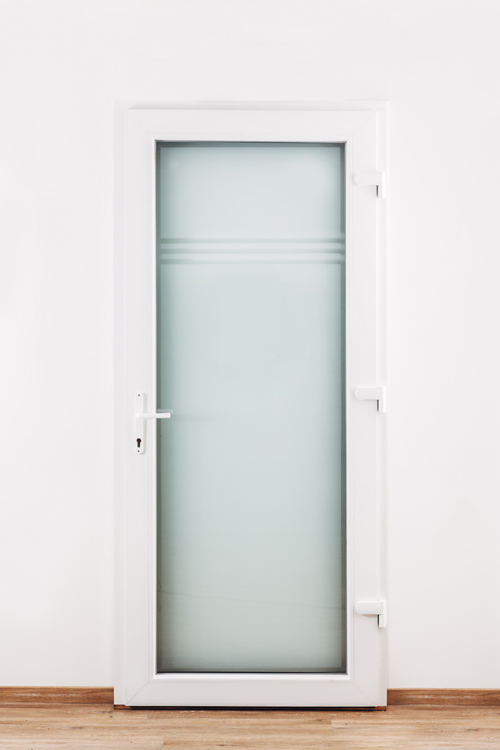 Buitendeur 3 klare lijnen PVC mat glas antraciet/wit 980x2180mm rechtstrekkend