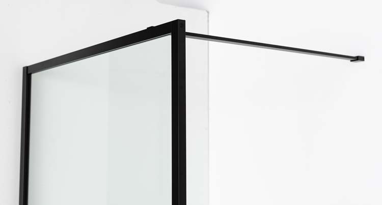 Paroi de douche Umi profile noire 100x200cm avec barre