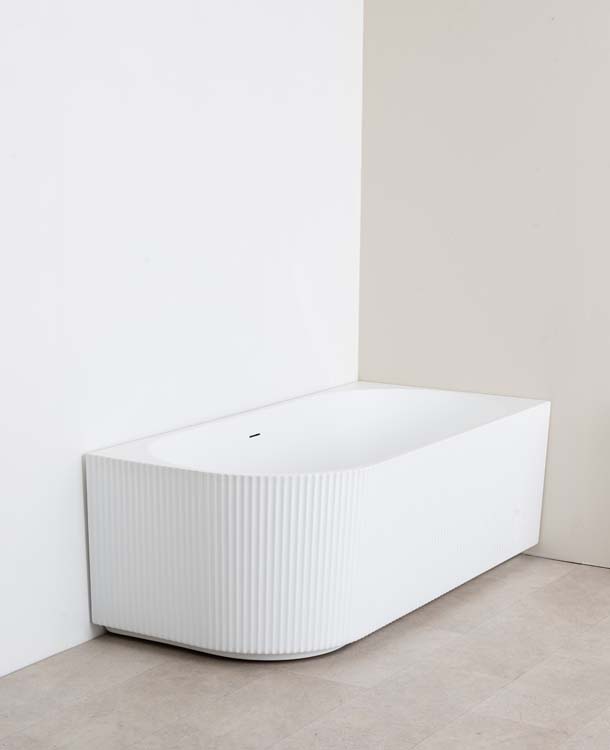 Baignoire d'angle Chris mat blanc nervurée droite 170x80cm