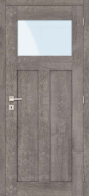 Complete binnendeur Mont-Ventoux 3 bis panel met raam 201,5x78cm tubespaan omkeerbaar + deurkast 20cm