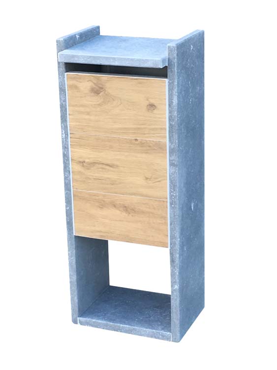 Pakketbrievenbus Bertogne Belgische blauwsteen & houtlook