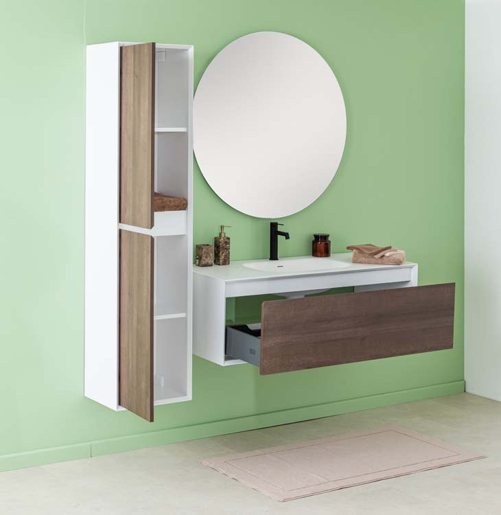Meuble de salle de bains Ace suspendu avec lavabo simple blanc mat 120cm