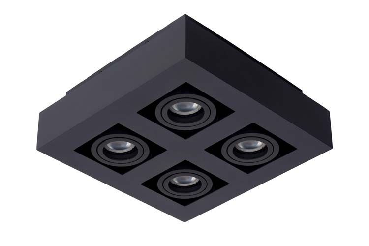Plafonnier - noir - dimmable - LED - GU10 - 4x5W - 2200/3000K