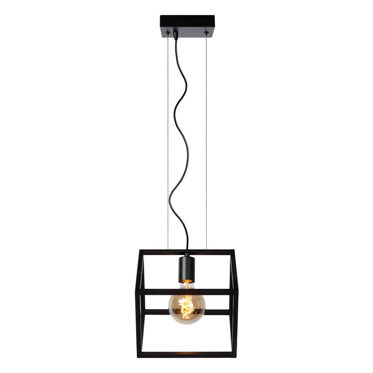 Hanglamp - zwart - 20x25x161cm - dimbaar - E27 - 40W - kooi