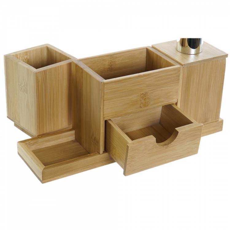 Ensemble de bain bambou 3 pc 11,5 x 7,5 x 11,5 cm