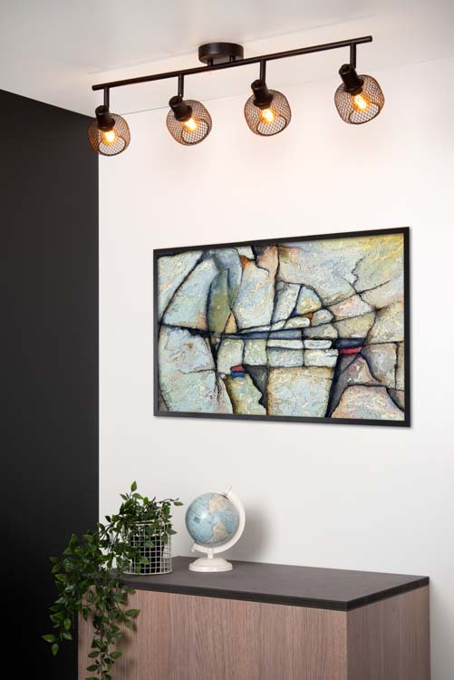 Plafondlamp - zwart - 76x15x17cm - dimbaar - 4xE14 - 25W