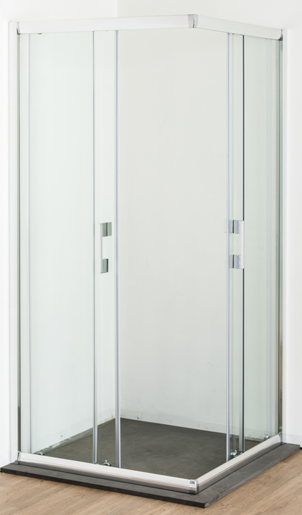 Douche d'angle Agnes chrome portes coulissantes 90x90x195cm sans bac de douche à poser