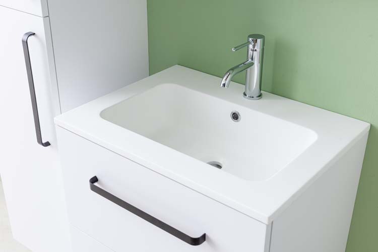 Meuble de salle de bain Bison laqué blanc mat 600 mm lavabo mat