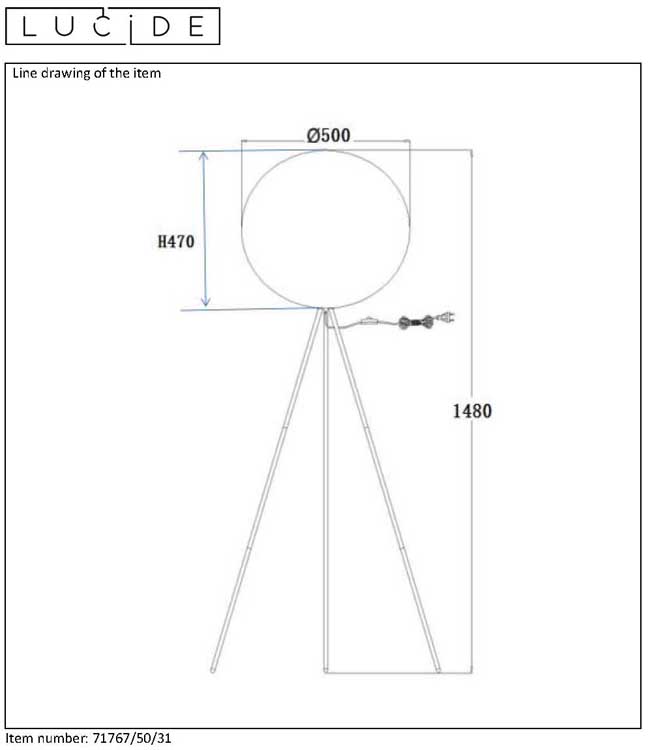 Lucide GOOSY SOFT - Lampadaire - Ø 50 cm - E27 - Blanc