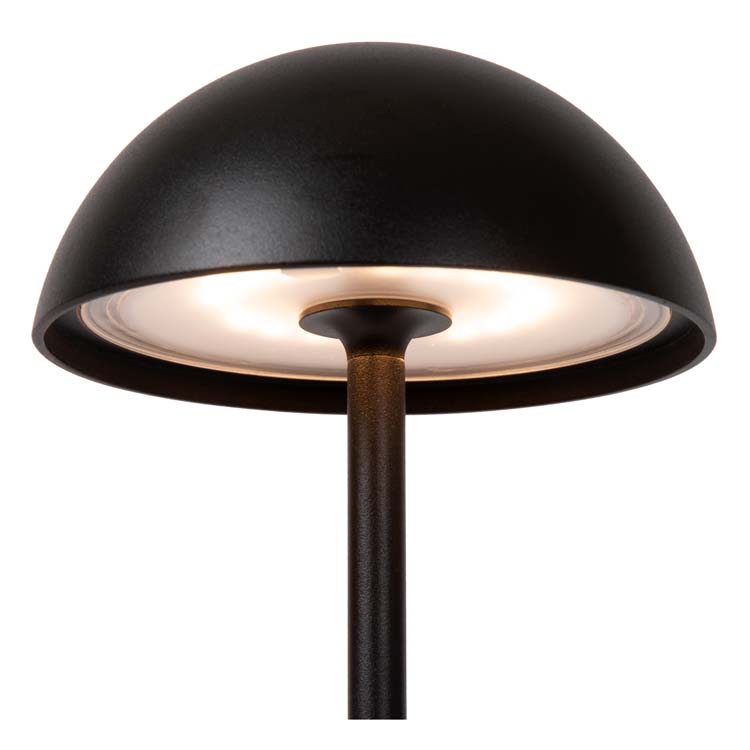 Lucide JOY - Lampe de table Extérieur Rechargeable - Batterie - Ø 12 cm - LED Dim. - 1x1,5W 3000K - IP54 - Noir