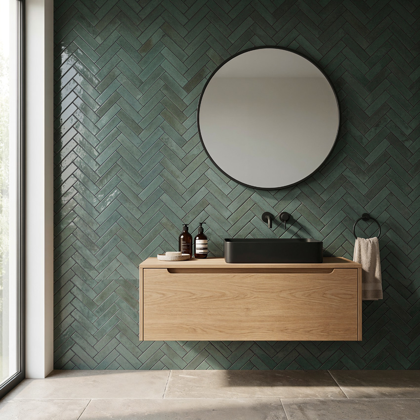 Vloer- en wandtegel Medina groen glanzend 6x25cm