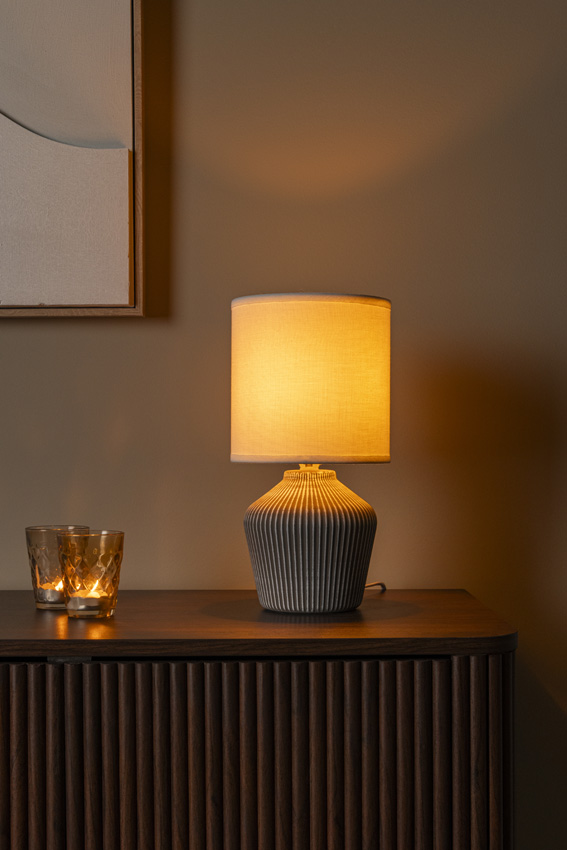 Lucide Essential Filiz - Lampe de table - Ø16cm - 1xE14 - Taupe