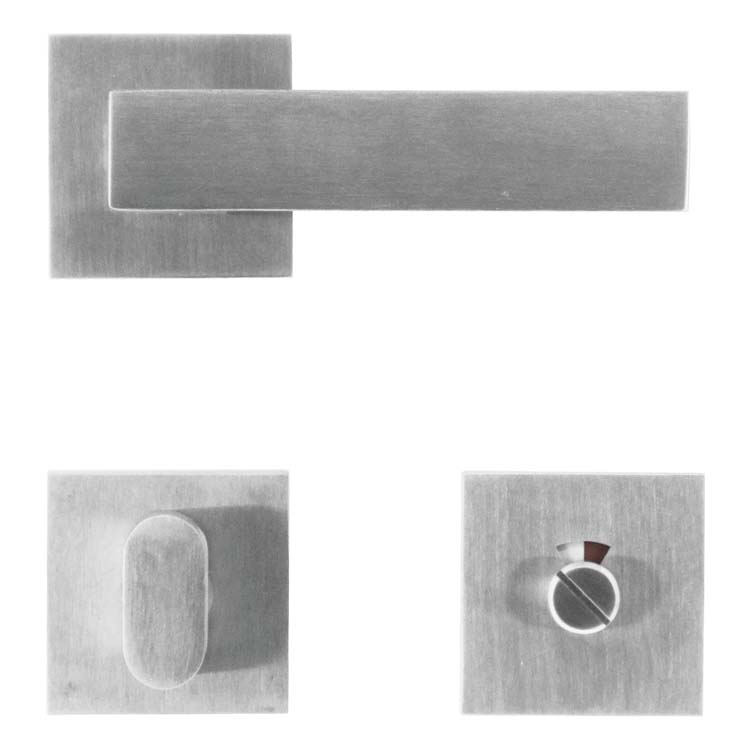Poignée de porte carré 1 inox plus avec serrure toilette