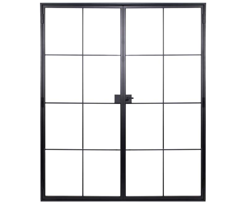Porte intérieure double en acier Black Glamour noir 2x8V poussant à gauche sur mesure
