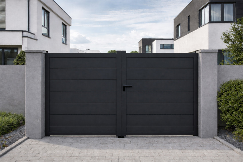 Dubbele draaipoort Salamanca aluminium antraciet 350x192cm - gesloten, inclusief beslag