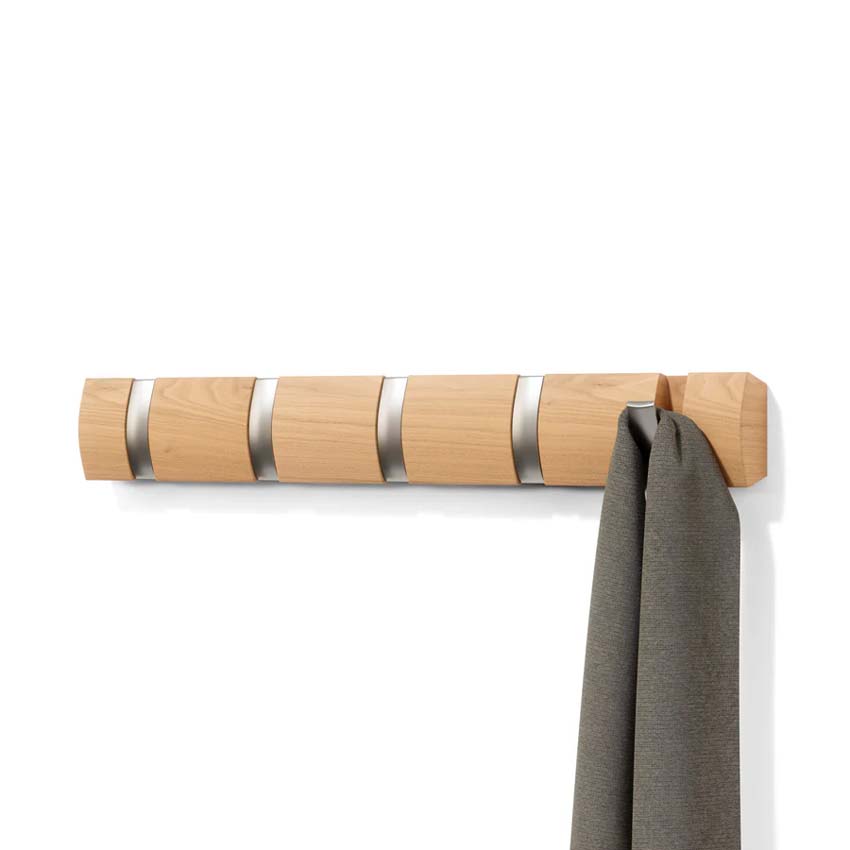 Porte-manteau mural Umbra 5 crochets naturel