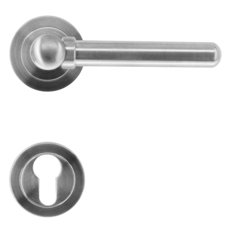 Poignée de porte pro pitigliano look inox rosace cylindre