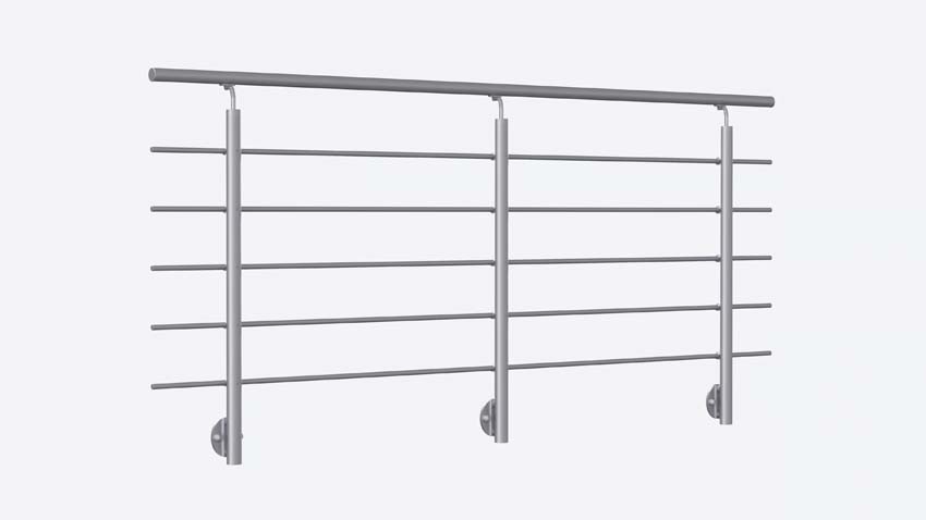 Kit garde-corps Grode aluminium argent 250cm fixation latérale