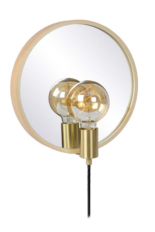 Spiegellamp - 1xE27 - Licht hout