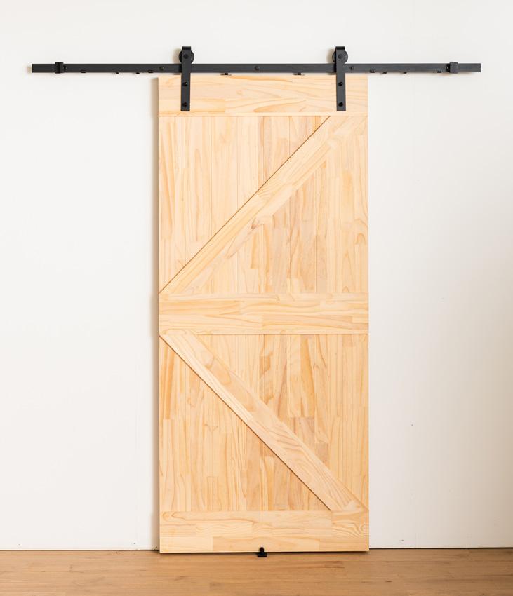 Complete enkele schuifdeur Barn Tristan 93x211,5cm + rail robust zwart + geleider muur