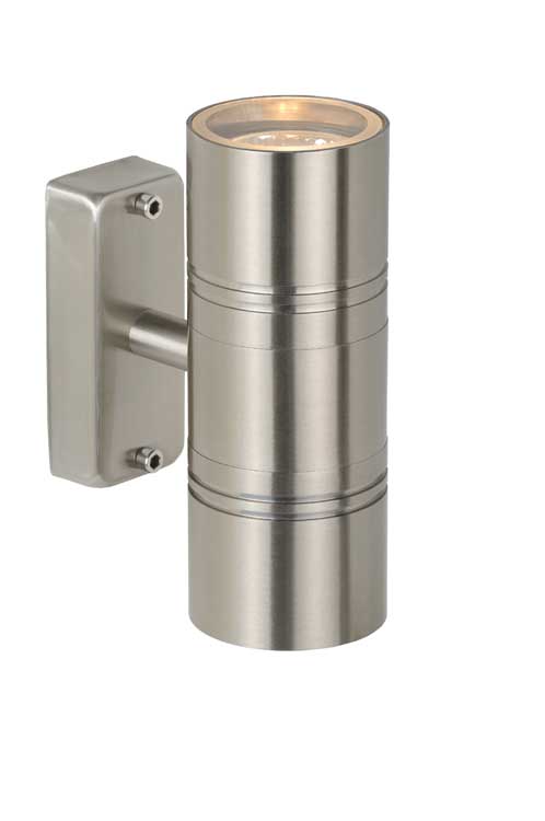 Lucide ARNE-LED - Applique murale Extérieur - Ø 6,3 cm - LED - GU10 - 2x5W 2700K - IP44 - Chrome Dépoli