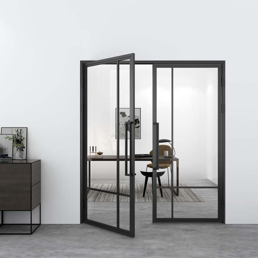 Dubbele stalen binnendeur Tara zwart 2x4R rechts duwend op maat