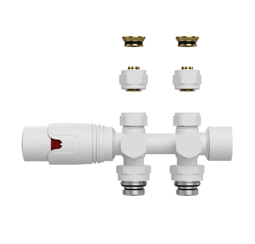 Radiatorkraan thermostatisch muur/vloer wit 19,8x7,7cm