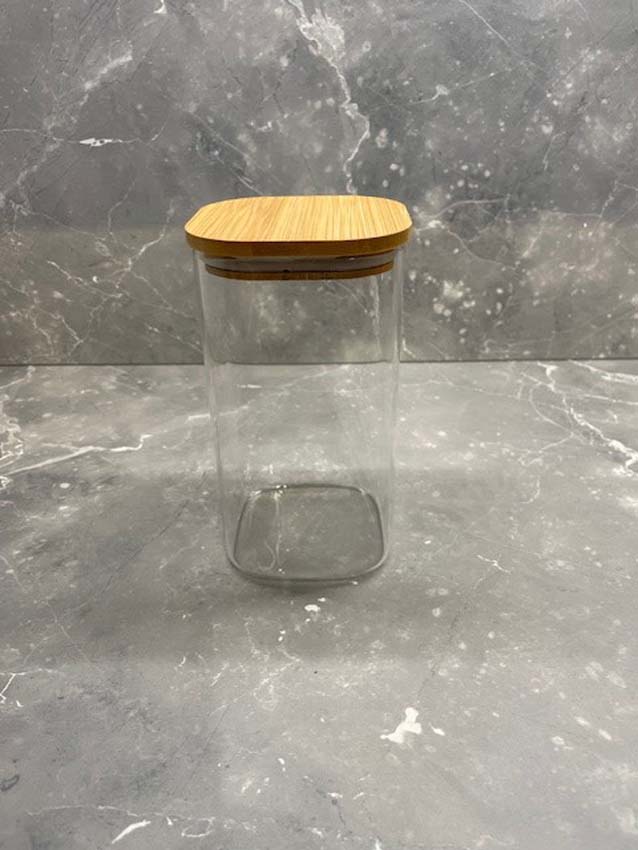 Boîte de stock haute en verre/bambou transparent 150cl