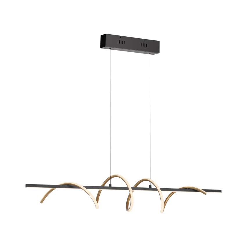 Hanglamp zwart/goud incl LED lamp 4380 lumen 36W