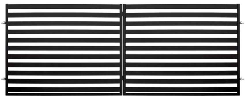 Portail battant double Lyon acier noir 350x154cm avec lames horizontales