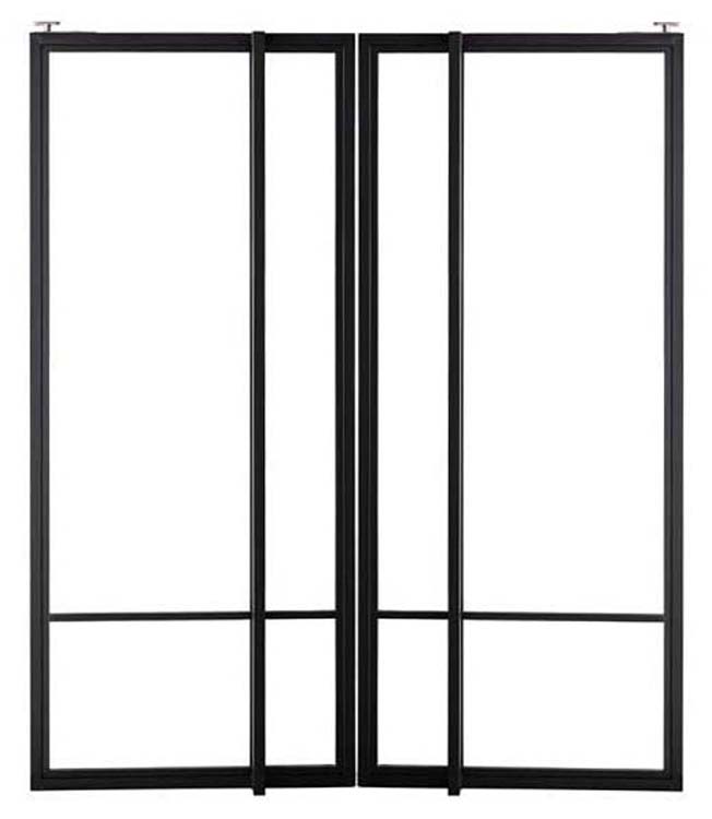 Porte intérieure double en acier Tirza noir 2x4R pivotante sur mesure