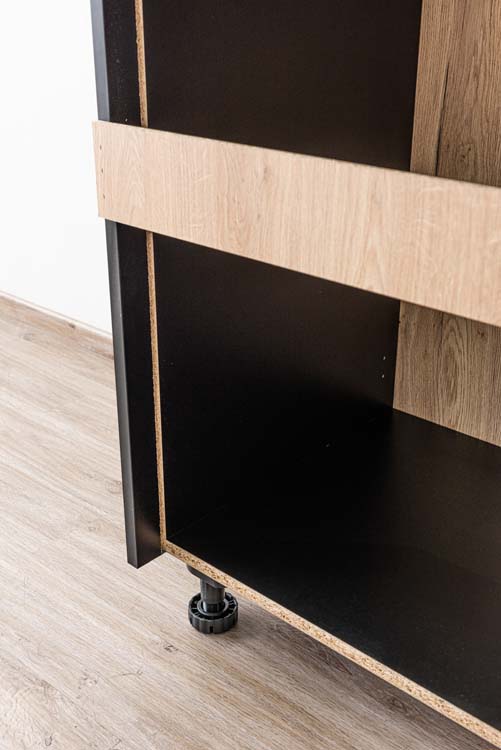Keukenkast Plenti kolomkast oven en koelkast zwart - houtlook