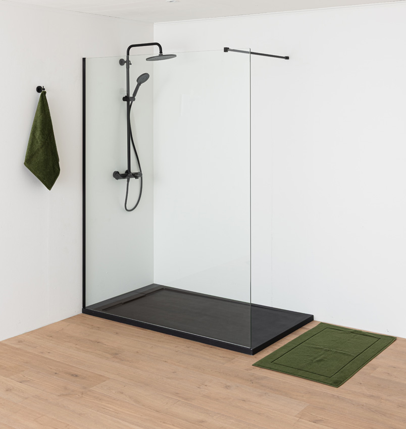 Receveur de douche Akon polybeton noir mat 160x90cm