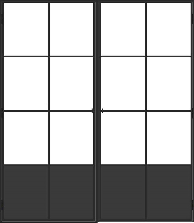 Porte intérieure double en acier Black Beauty noir 2x6V poussant à droite sur mesure