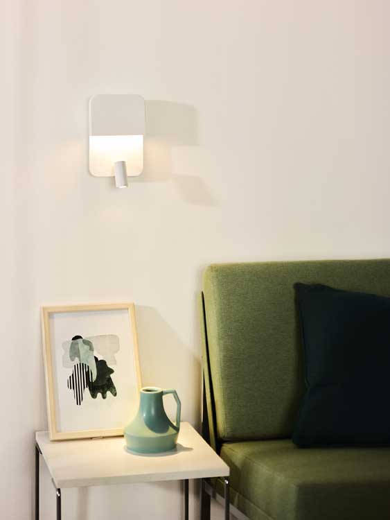 Lucide BOXER - Applique murale - LED - 1x5W 3000K - Point rechargement USB - Blanc