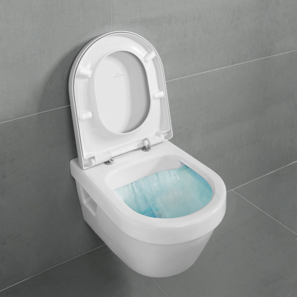 Toilette suspendue Villeroy & Boch Omnia Architectura sans rebord à chasse d'eau directe blanche avec siège de WC