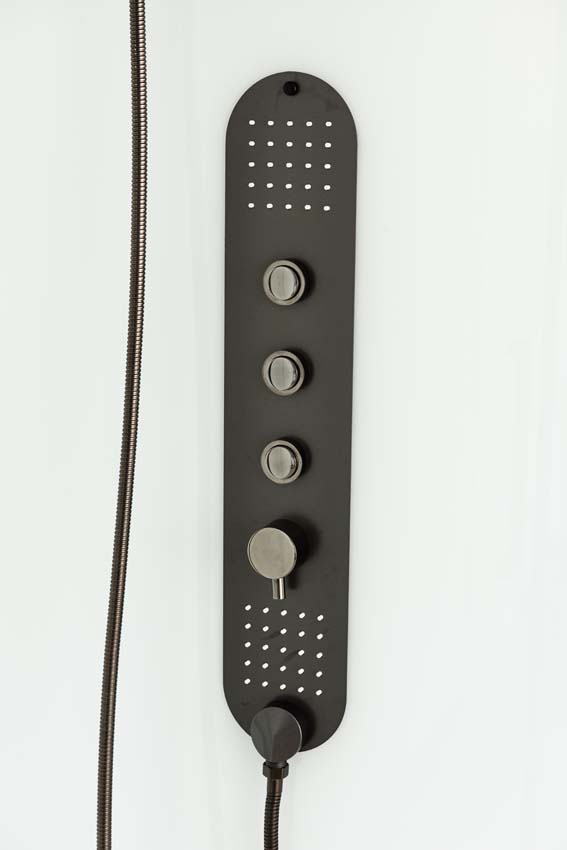 Cabine de douche Amani gauche/droite gunmetal porte coulissante 90x115x215cm