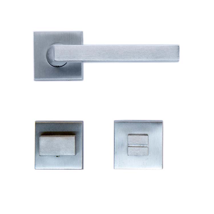 Poignée de porte erice chrome brossé avec serrure toilette