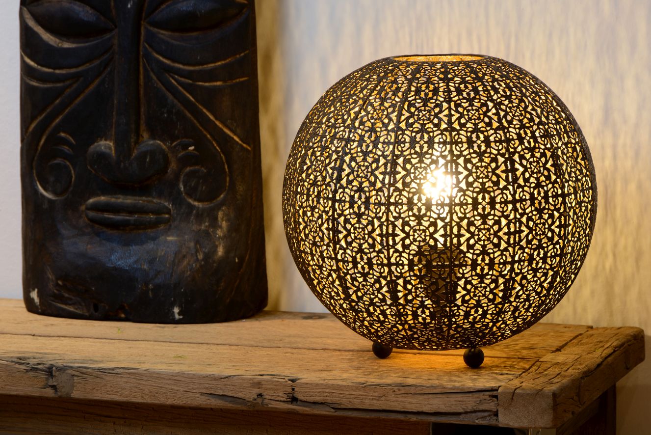 TAHAR Lampe de Table E27 Ø34cm Noir