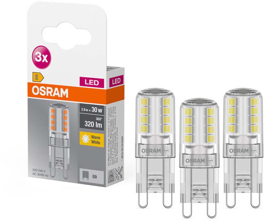 LED lamp - G9 - Transparant - Ø1,4cm - Niet dimbaar - 2,6W - 320lm - 2700K - 3 stuks