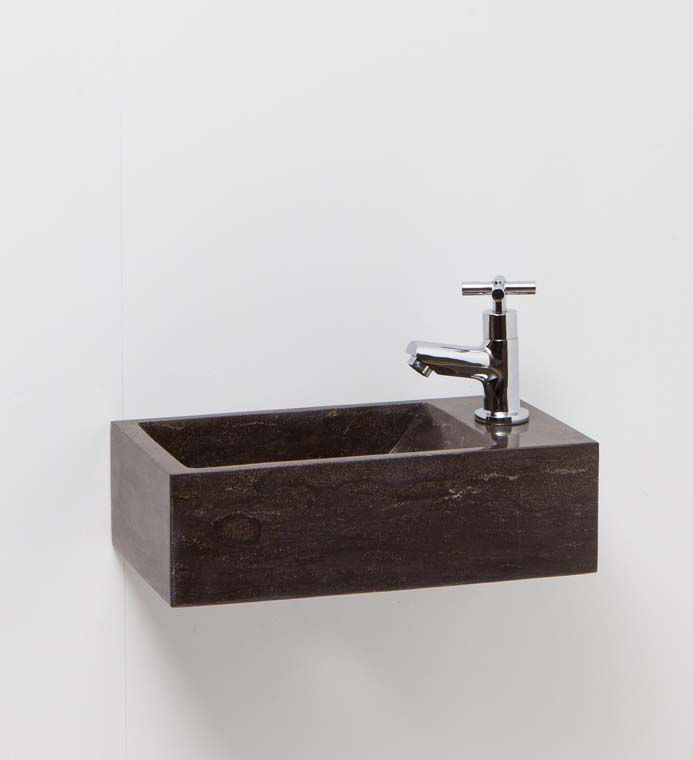 Lave-mains Lindsay pierre naturelle gris 12x40x22cm