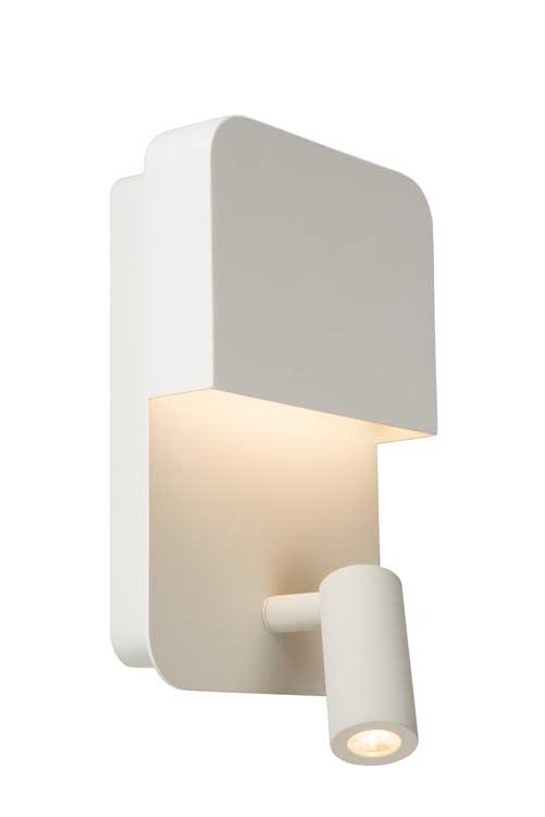 Lucide BOXER - Applique murale - LED - 1x5W 3000K - Point rechargement USB - Blanc