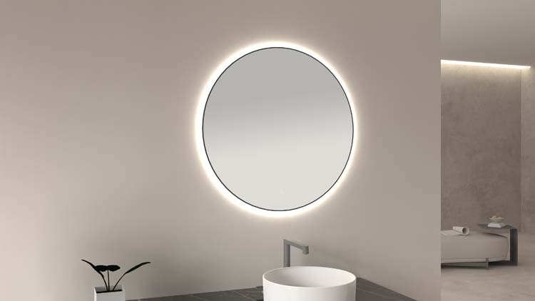 Spiegel Kira rond LED mat zwart ?100cm