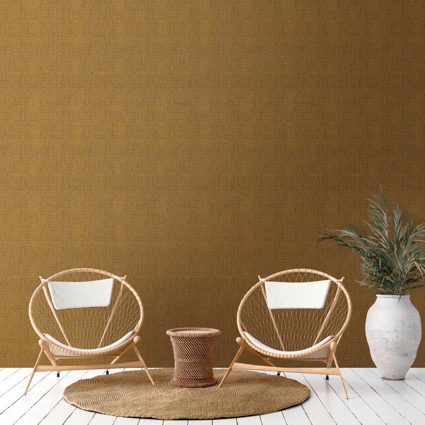 Vinyle sur papier peint intissé tissé ocre/brun 0,53x10m