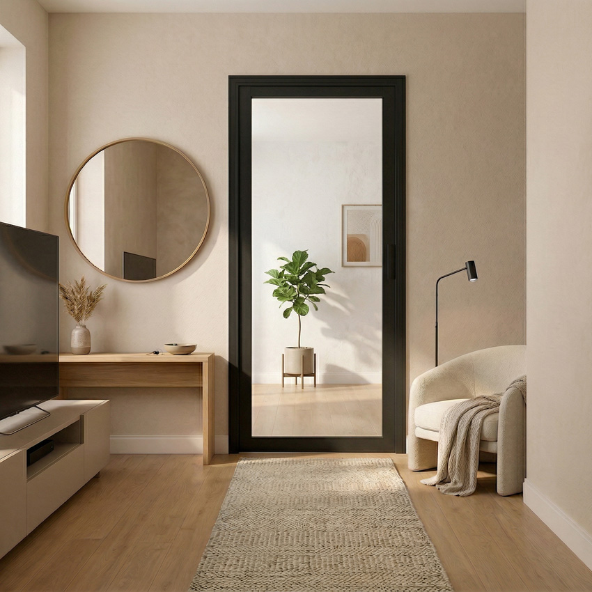 Bloc-porte 63cm steel look feeling black 1R verre clair 201.5cm