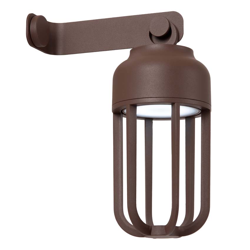 Lucide Essential Wells - Oplaadbare wandlamp binnen/buiten - Accu/batterij - Ø10cm - LED Dimbaar - CCT - 1x5W 2700K/4000K - IP54 - Roestbruin