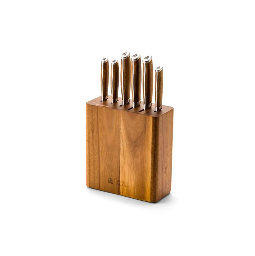 Bloc à couteaux BK Peter Goossens Maestro bois d'acacia pour 6 couteaux
